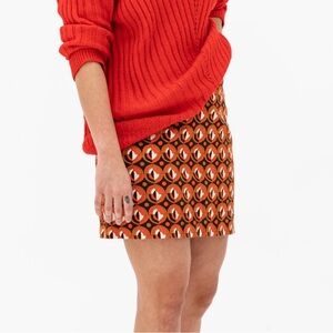 J. Crew Orange Patterned Mini Skirt Y2K style skirt retro